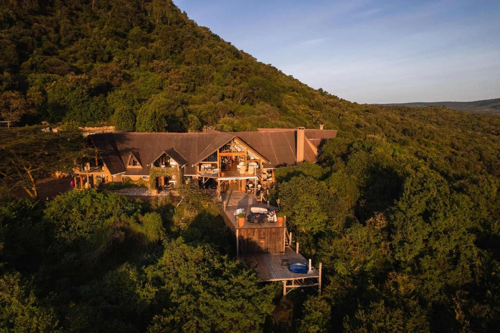 Aerial view of Cottar’s Bush Villa in the Olderkesi Conservancy